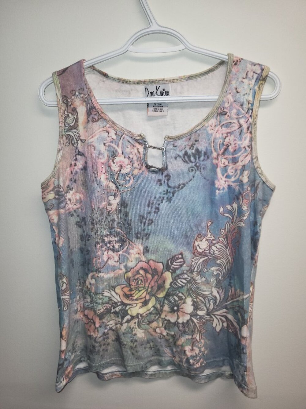 Diana Karre Floral Sleeveless Tank Top Size Large